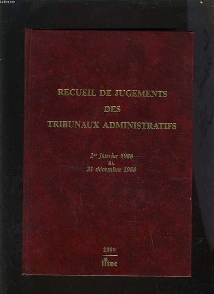 Recueil De Jugements Des Tribunaux Administratifs Janvier