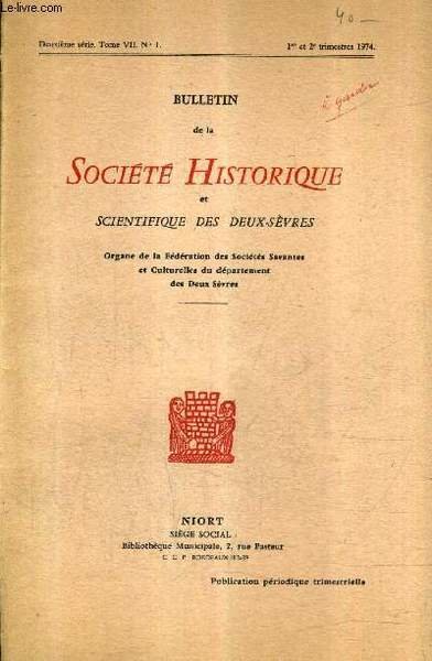 Bulletin De La Societe Historique Et Scientifique Des Deux Sevres