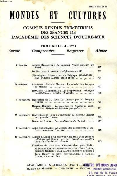 Mondes Et Cultures Comptes Rendus Trimestriels Des Seances De L