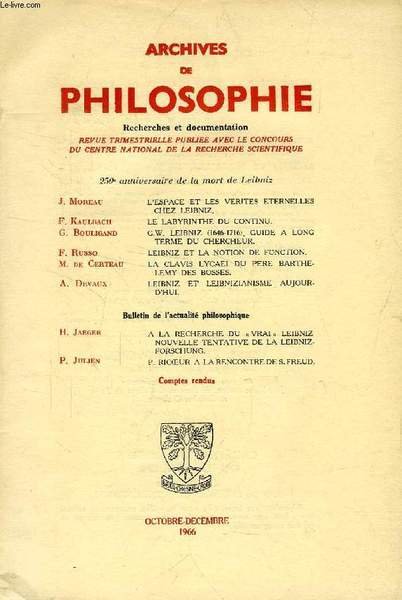 Archives De Philosophie Tome Xxix Cahier Iv Oct Dec Sommaire