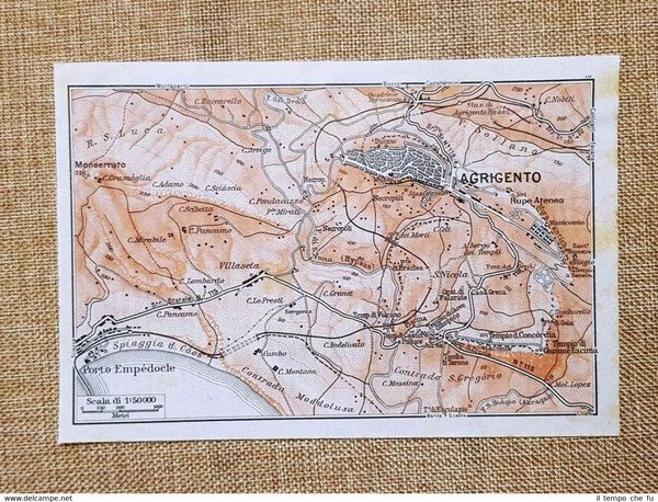 Carta Geografica O Cartina Del 1940 Agrigento Porto Empedocle Sicilia T