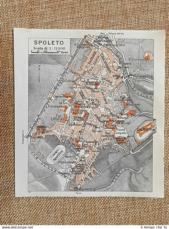 Carta Geografica Pianta O Piantina Del La Citt Di Spoleto Umbria