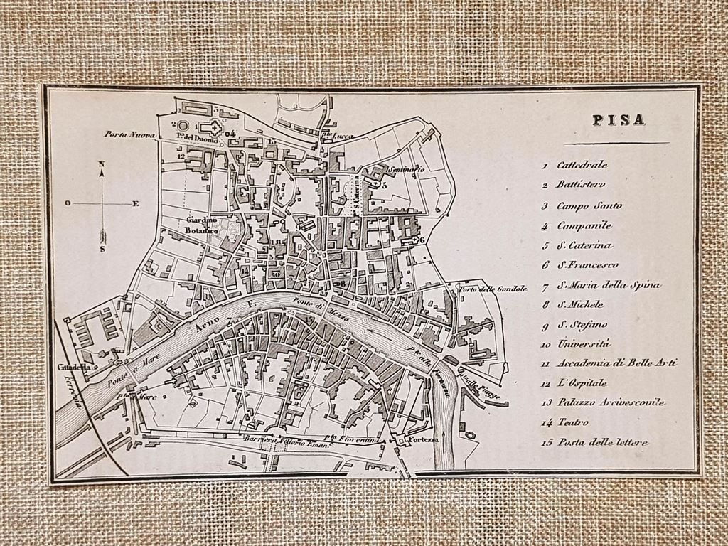 Rara Pianta Topografica Di Pisa Anno 1873 Artaria Di Ferdinando Sacchi