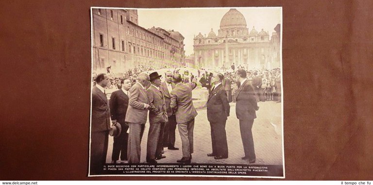 Roma Duce Benito Mussolini E Arch Piacentini Sistemazione Piazza