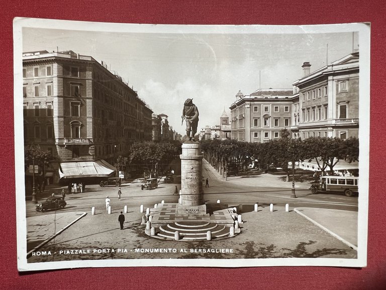 Cartolina Roma Piazzale Porta Pia Monumento Al Bersagliere 1942