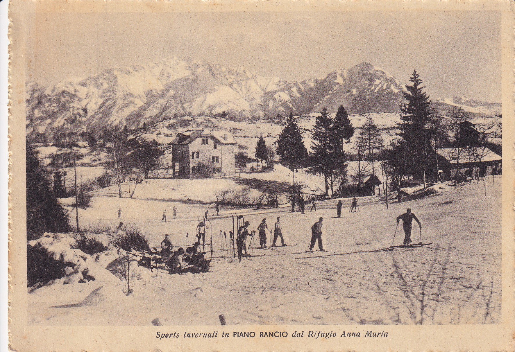 Cartolina Sports invernali in PIANO RANCIO dal Rifugio Anna Maria. …