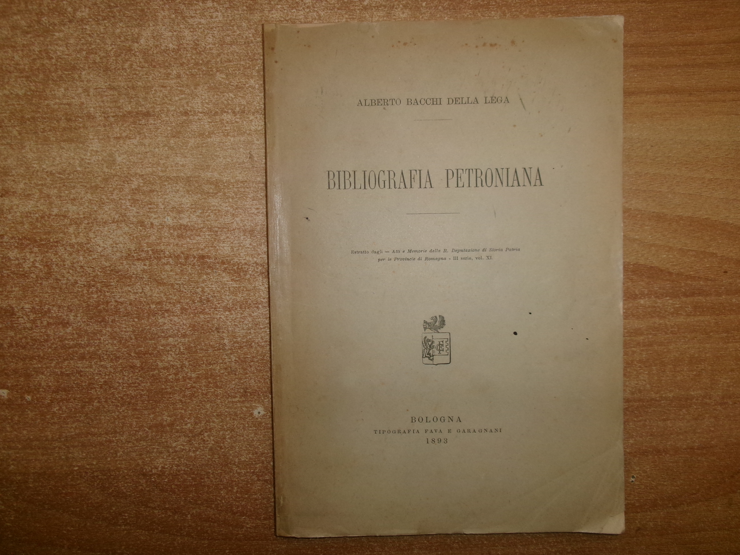 BIBLIOGRAFIA PETRONIANA. Alberto Bacchi Della Lega 1893