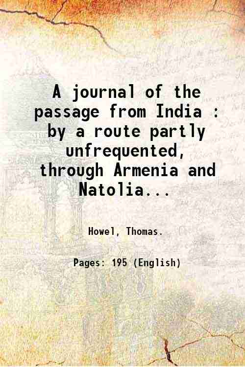 A journal of the passage from India : by a …