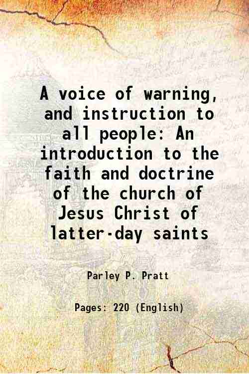 A voice of warning, and instruction to all people An …
