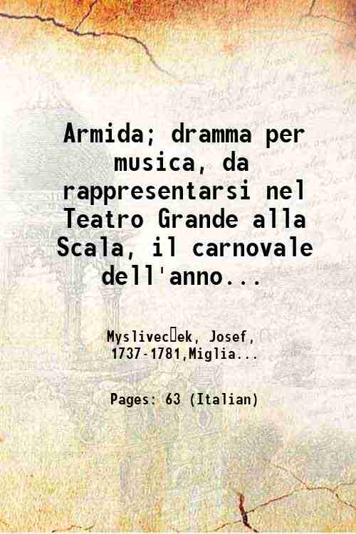 Armida; dramma per musica, da rappresentarsi nel Teatro Grande alla …