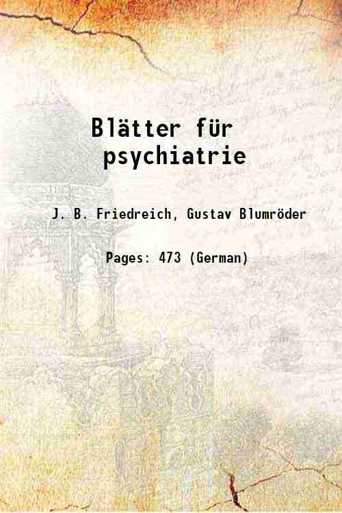 Bl‰tter f¸r psychiatrie 1837