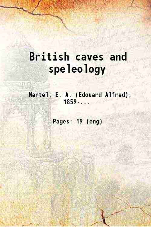 British caves and speleology 1897