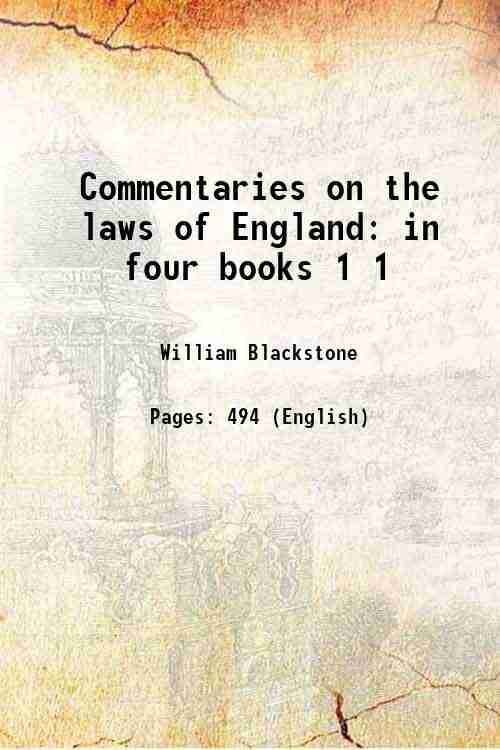 Commentaries on the laws of England in four books Volume …