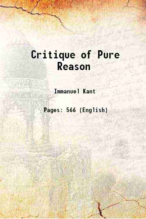 Critique of Pure Reason 1855