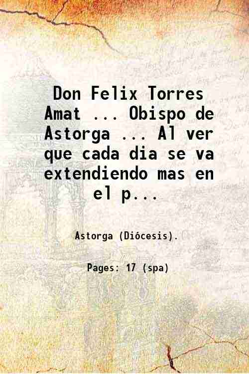Don Felix Torres Amat . Obispo de Astorga . Al …
