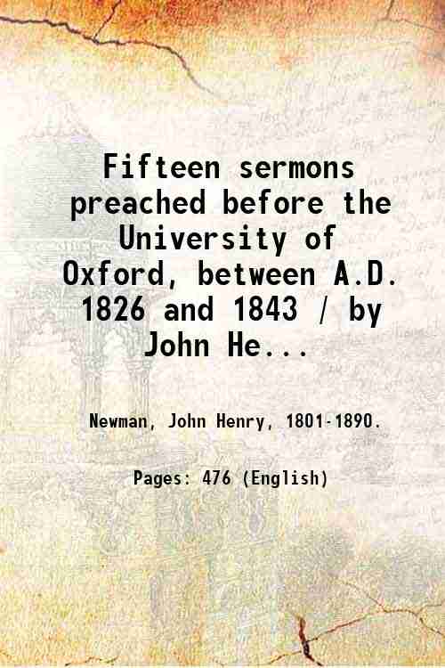 Fifteen sermons preached before the University of Oxford, between A.D. …
