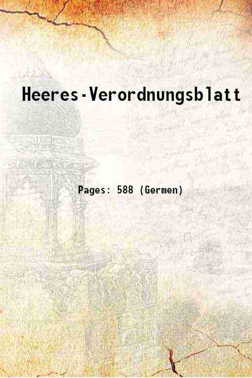 Heeres-Verordnungsblatt Volume 1919 1920