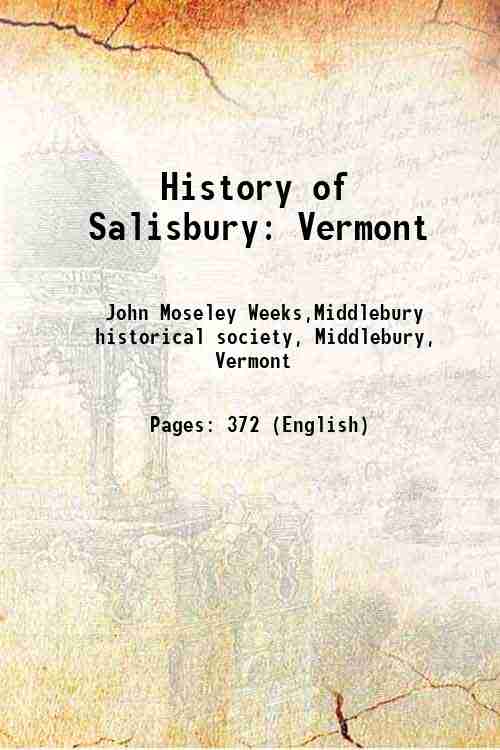 History of Salisbury Vermont 1860