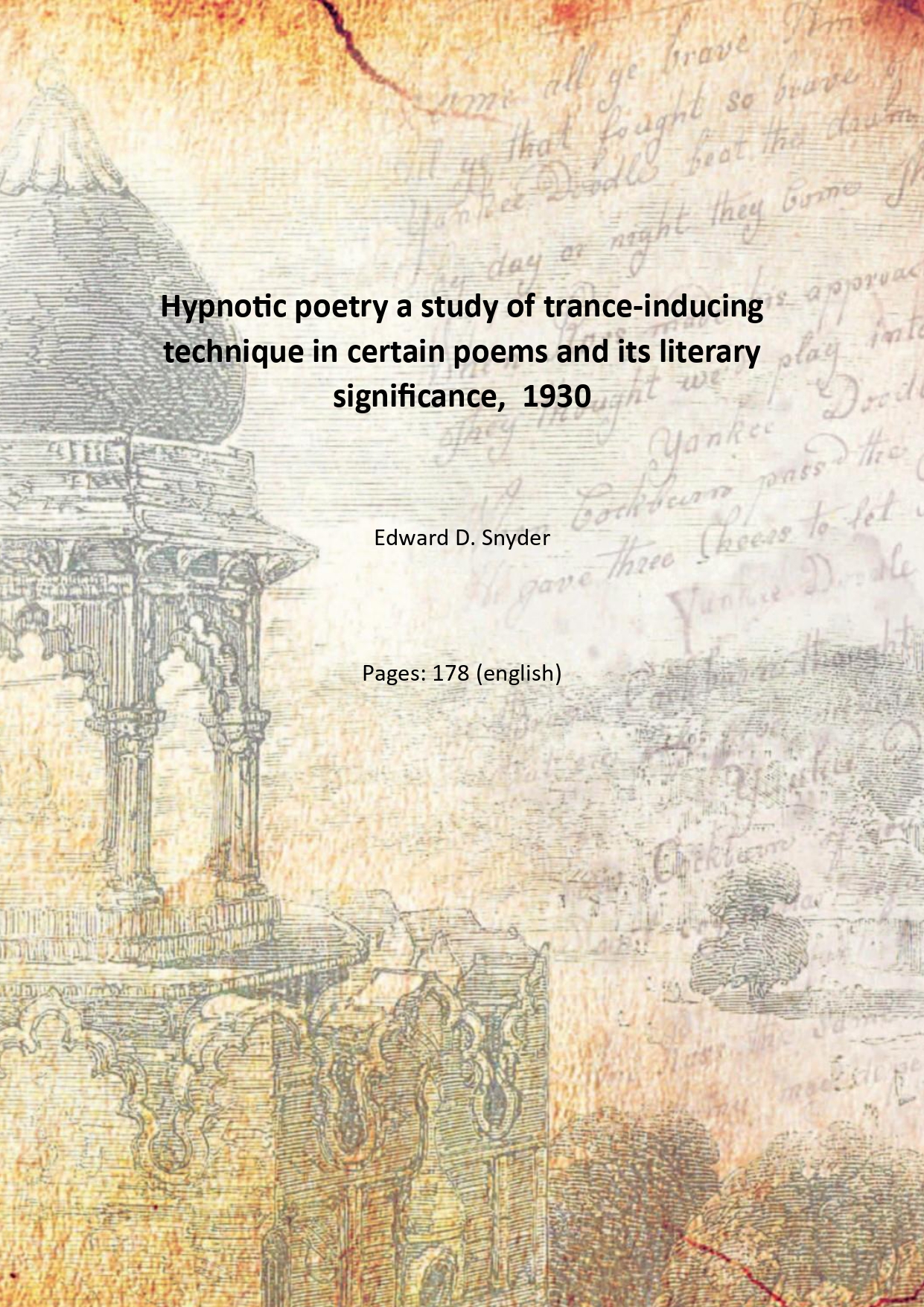 Hypnotic poetry a study of trance-inducing technique in certain poems …