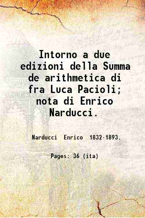 Intorno a due edizioni della Summa de arithmetica di fra …