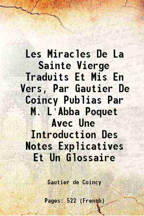 Les Miracles De La Sainte Vierge Traduits Et Mis En …