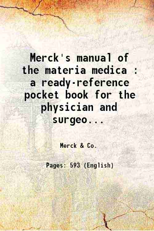 Merck's manual of the materia medica : a ready-reference pocket …