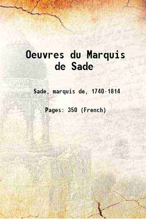 Oeuvres du Marquis de Sade 1909
