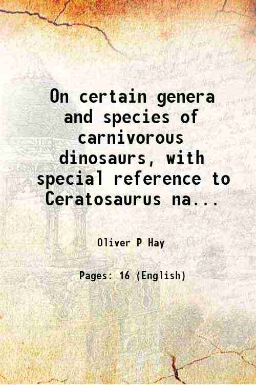 On certain genera and species of carnivorous dinosaurs with special …