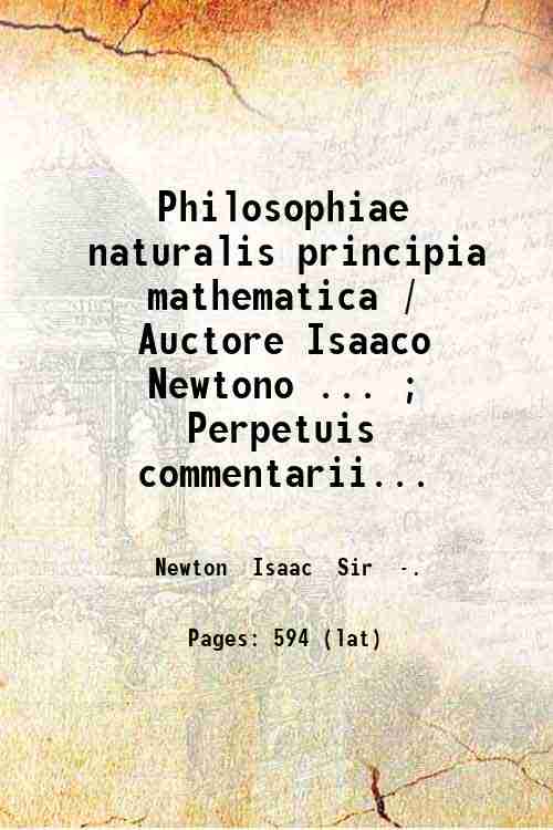 Philosophiae naturalis principia mathematica Volume 1 1739
