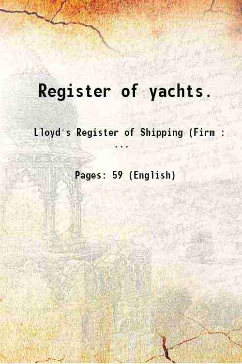Register of yachts. Volume suppl 1902-1903