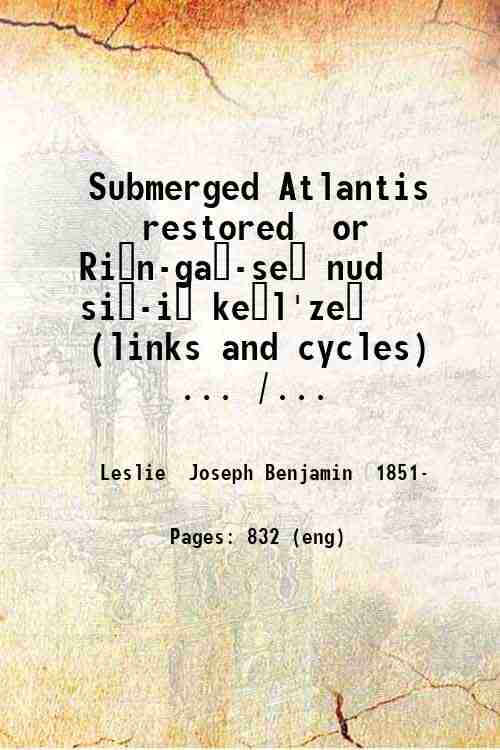 Submerged Atlantis restored or Ri?n-ga?-se? nud si?-i? ke?l'ze? (links and …