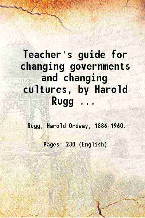 Teacher's guide for changing governments and changing cultures, by Harold …