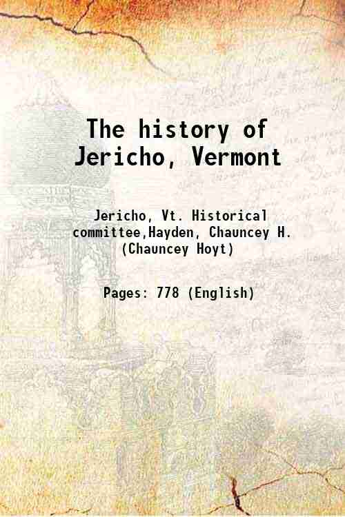 The history of Jericho, Vermont 1916