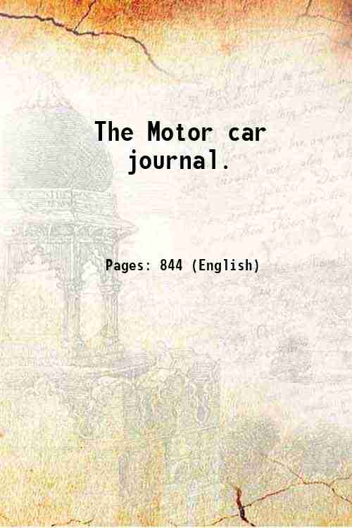The Motor car journal. Volume 1 1900