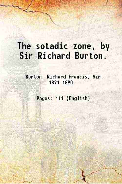 The sotadic zone, by Sir Richard Burton. 1934