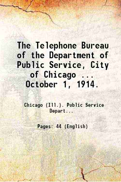 The Telephone Bureau of the Department of Public Service, City …