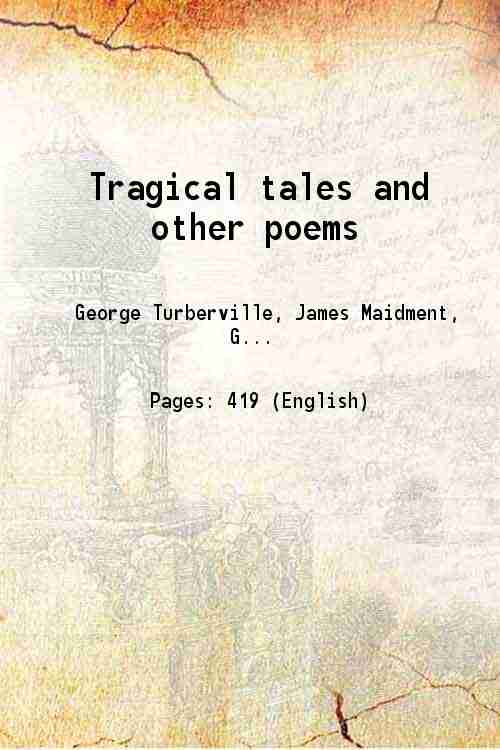 Tragical tales and other poems 1837