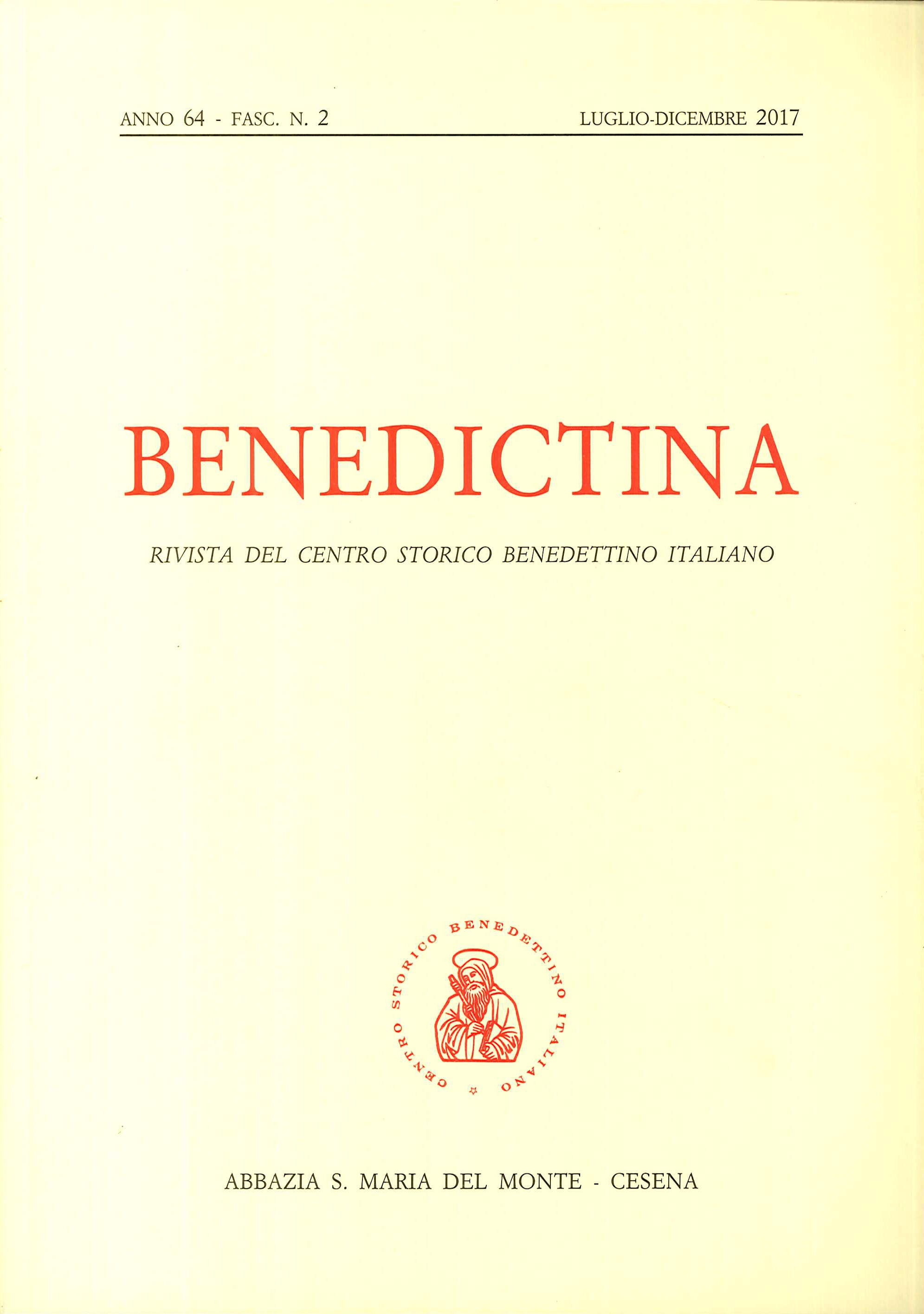 Benedictina. Rivista del Centro Storico Benedettino Italiano. Anno 64 Fasc.2. …