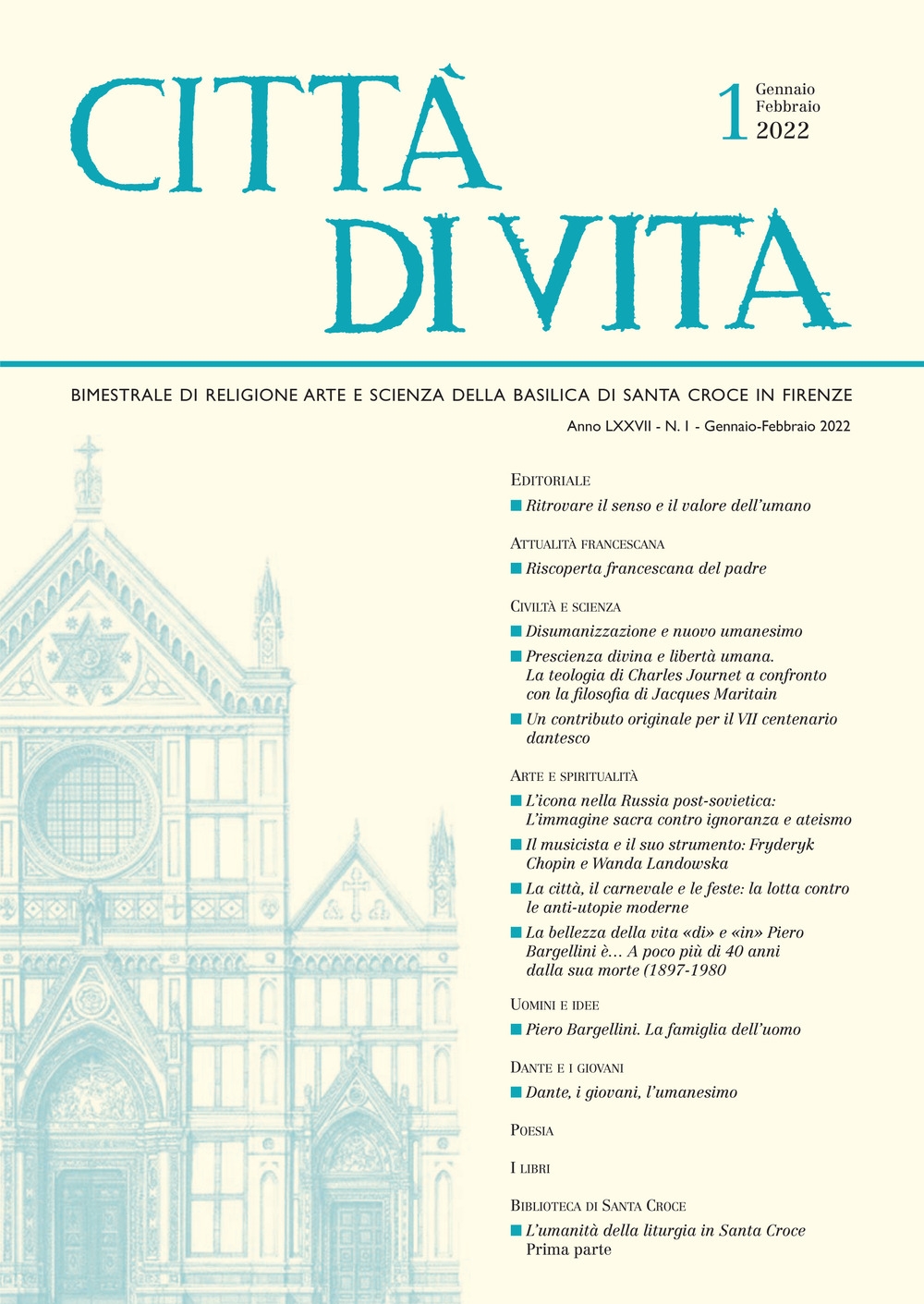 Città di vita (2022). Anno LXXVII-Vol. 1 Gennaio-Febbraio. Bimestrale di …