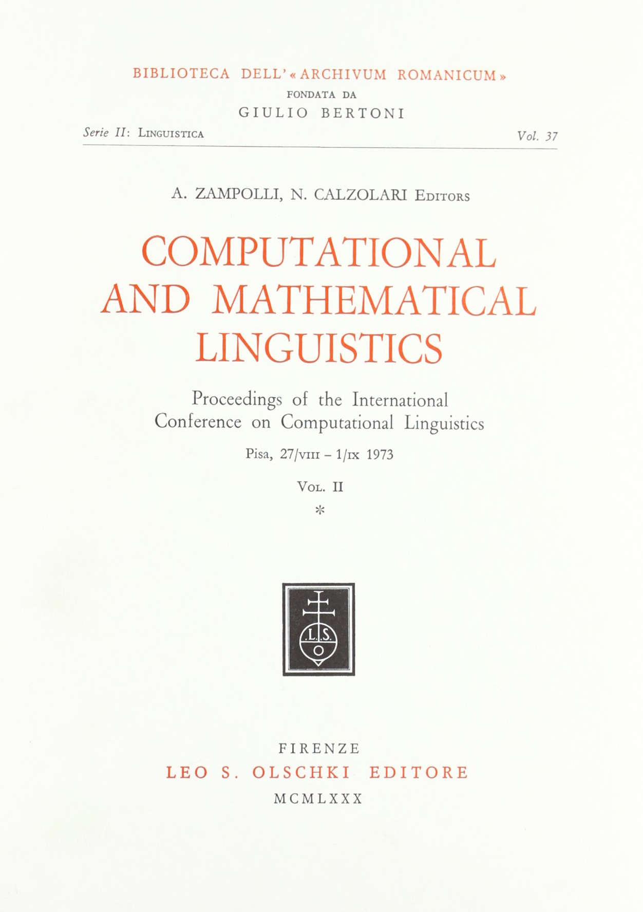 Computational and mathematical linguistics. Proceedings of the International Conference on …