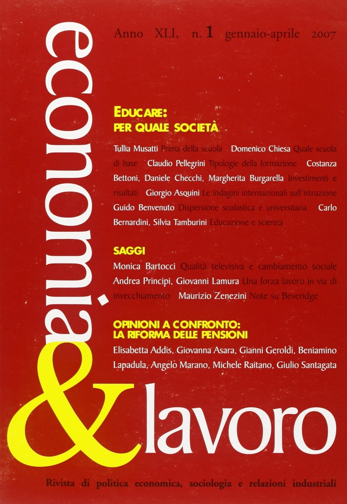 Economia & Lavoro (2007). Vol. 1, Roma, Edizioni Carocci, 2007