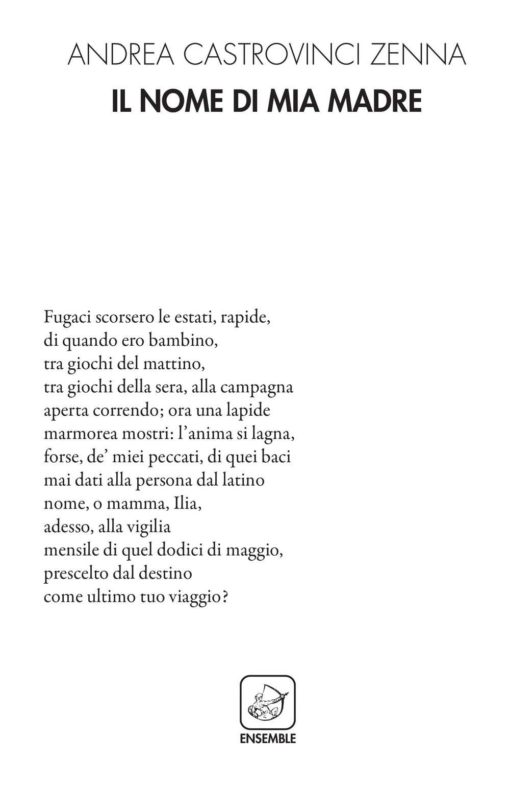 Il nome di mia madre, Roma, Edizioni Ensemble, 2018
