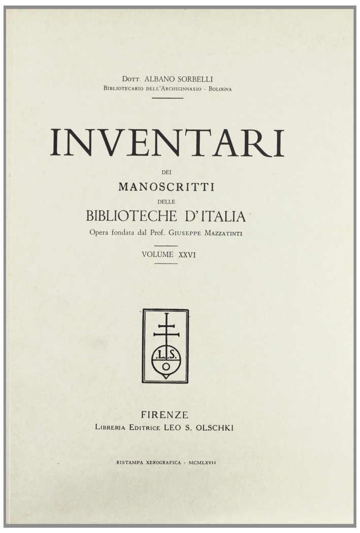 Inventari dei manoscritti delle biblioteche d'Italia. Vol. 26: Faenza, Castiglion …