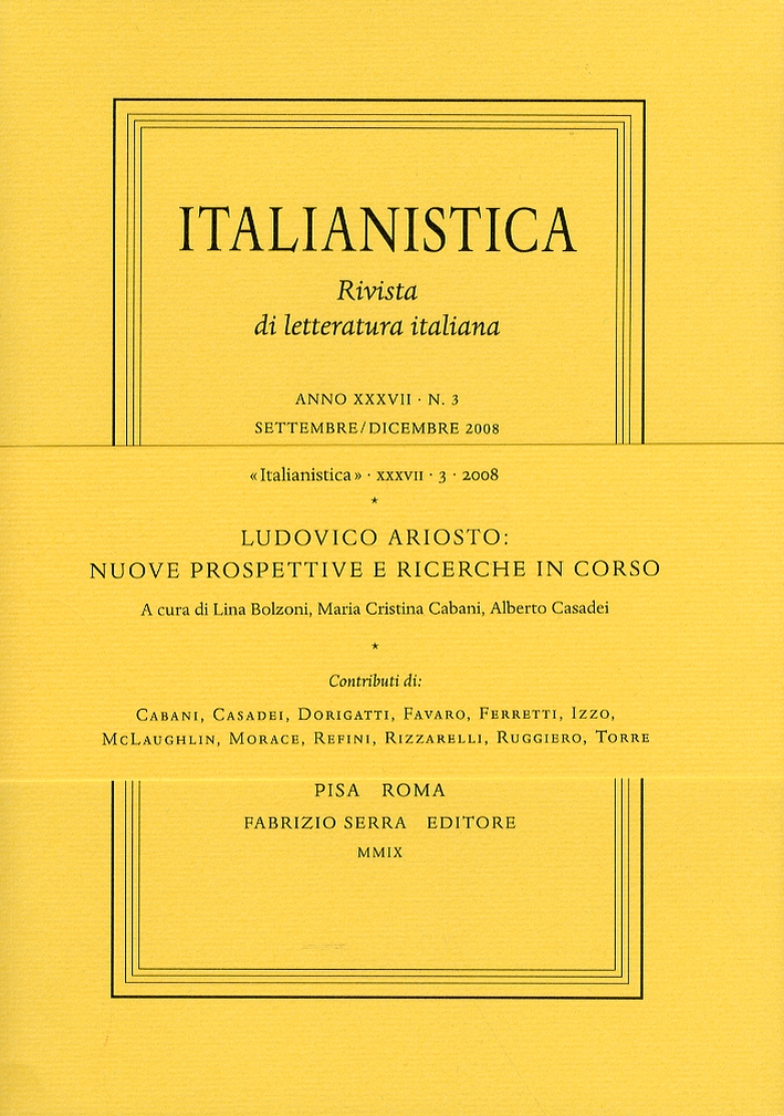 Italianistica. Rivista di letteratura italiana. 37. 3. 2008. Ludovico Ariosto: …
