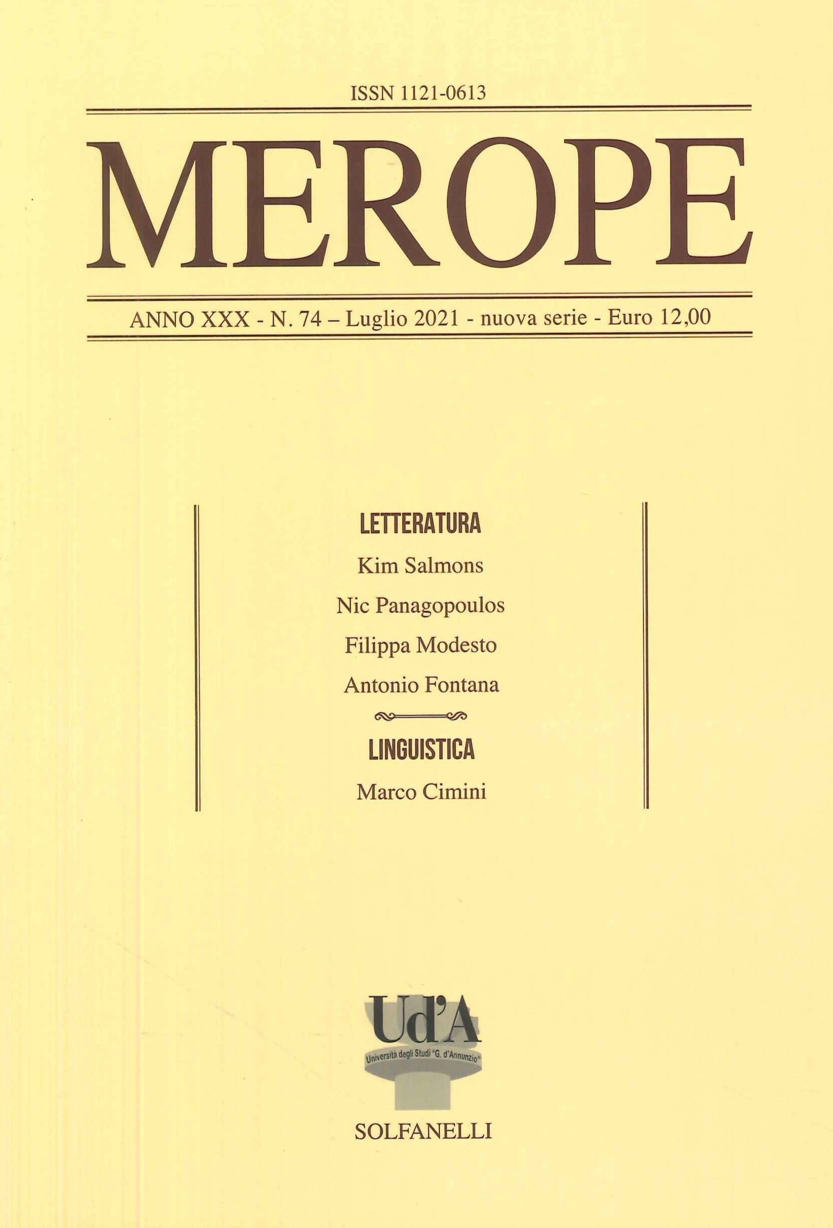 Merope. Anno XXXI n. 74 Luglio 2021 Nuova Serie