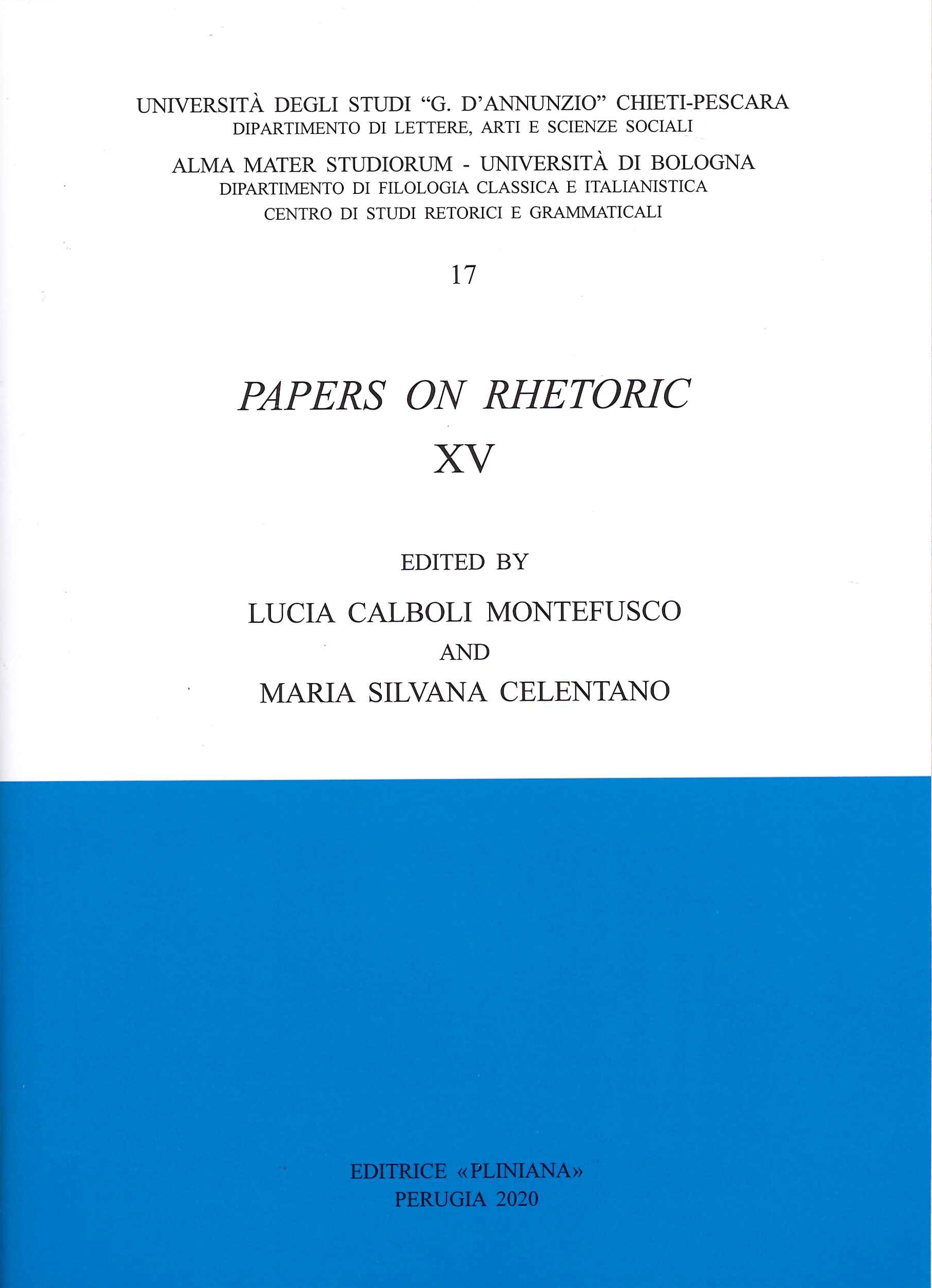 Papers On Rhetoric XV, Selci di San Giustino, Pliniana, 2020