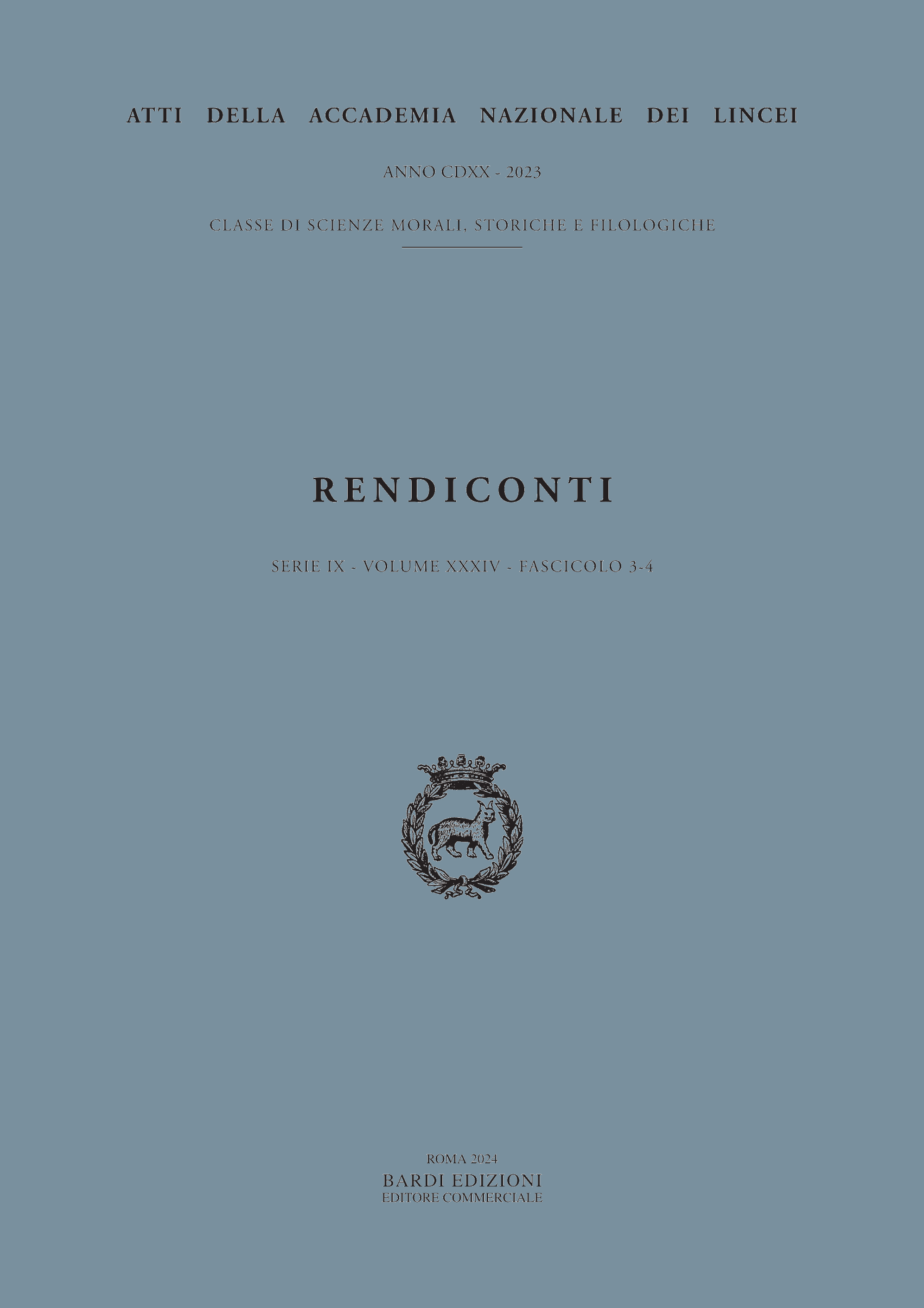 Rendiconti Lincei. Scienze Morali, Storiche e Filologiche. Serie IX - …