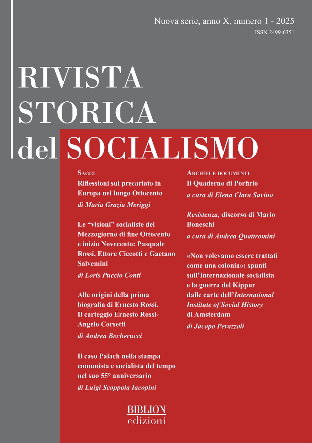 Rivista storica del socialismo (2025). Vol. 1
