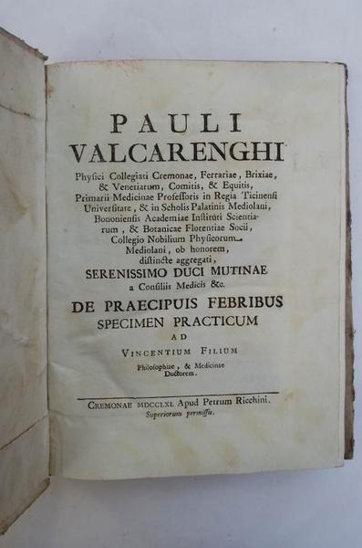 De praecipuis Febribus specimen praticum.