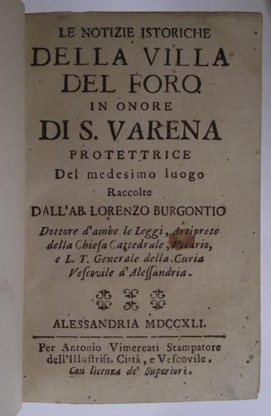 Le notizie istoriche della Villa del Foro in onore di …